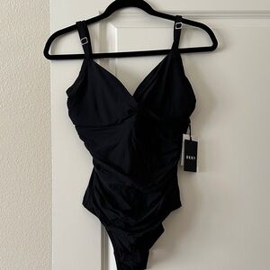 NWT Sz 8 DKNY Black One-Piece Swimsuit